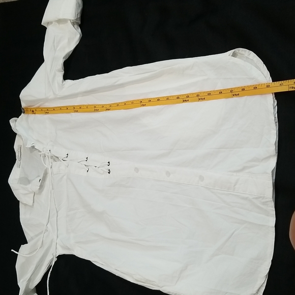 Dreamers White Laced Up Collared Long Sleeves  Dress. S - Picture 14 of 16